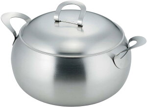 下村企販 両手鍋 20cm 【日本製】 IH・ガス火対応 食洗機対応 かわいい形 カレー スープ ステンレス 燕三条 45262