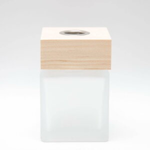 ウッドキャップ・キューブグラスボトル 【スモークホワイト】リードディフューザー用 リードディフューザーボトル ガラス ビン 容器 (5.5cm*5.5cm*8.5cm) 3glad (スモークホワイト)