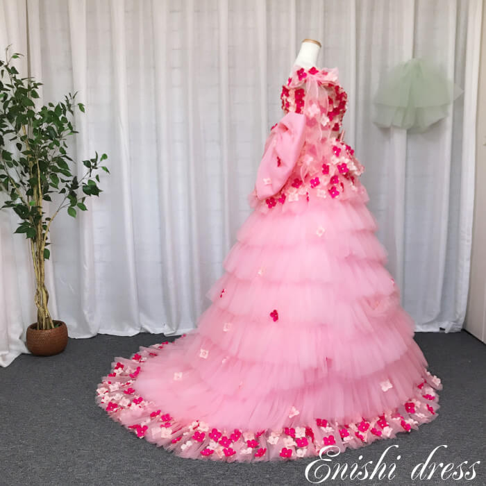 楽天市場】カラードレス 花柄 色変更 ウェディングドレス ピンク 