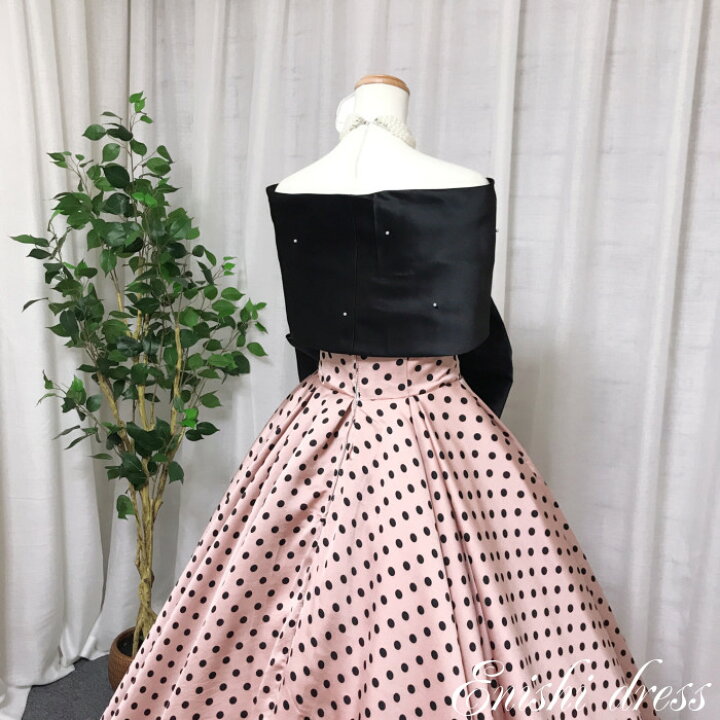 楽天市場】ウェディングドレス カラードレス ドット柄 オフショルダー 