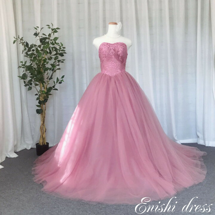 楽天市場 ウェディングドレス カラードレス 小豆ピンク ウエストv字カット ふわふわ 柔らかい 結婚式 披露宴 二次会 前撮り パーティー レース チュール ハートカット かわいい おしゃれ エレガント ゴージャス 縁 ドレス