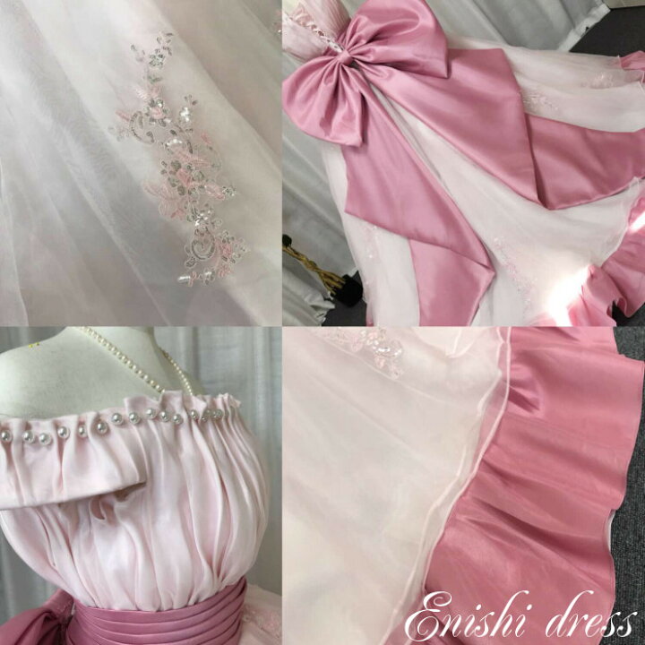 ウエディングドレス用 オーバードレス 腰リボン とオフショルダー付 
