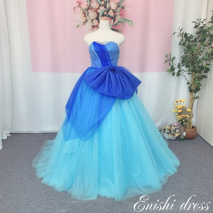 楽天市場】ウェディングドレス カラードレス グラデーション ブルー  