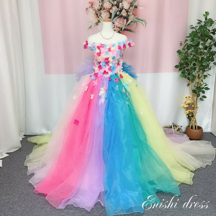 楽天市場】ウェディングドレス カラードレス レインボーカラードレス  
