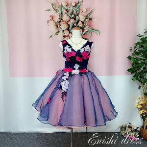 ウェディングドレス ミニドレス Vネック 2色合わせ オーガンジー 編み上げ 色変更無料 ボリューム エレガント 結婚式 披露宴 二次会 前撮り パーティー 花嫁 かわいい 豪華 色変