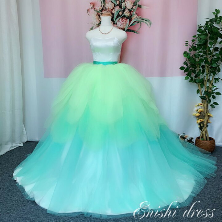 楽天市場】ウェディングドレス オーバースカート グリーン 花びら 