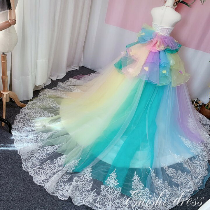楽天市場】ウエディングドレス オーバースカート レインボー 花びら  