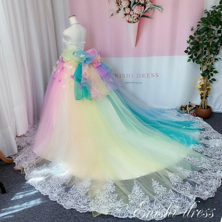 楽天市場】ウエディングドレス オーバースカート レインボー 花びら 