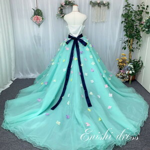 オーバースカート 花びら 造花 オーガンジー ウェディングドレスの色直し パープル 紫 アクセサリー 色変更無料 ロングトレーン ボリューム エレガント 結婚式 披露宴 二次会 前撮り パ