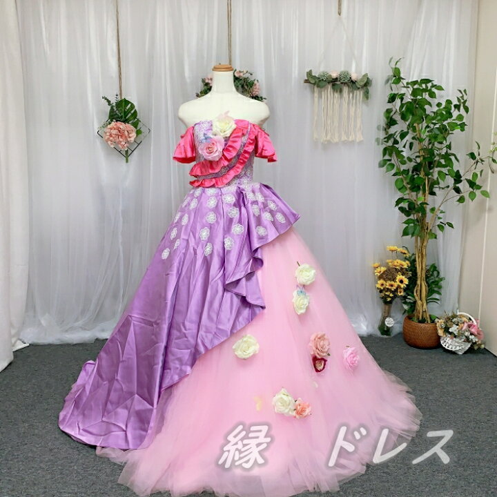 楽天市場】ウェディングドレス カラードレス 薔薇 蝶々付き サテン  