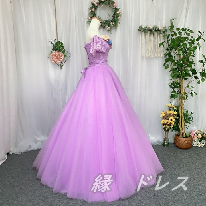楽天市場】ウェディングドレス カラードレス お花取り外し可能  