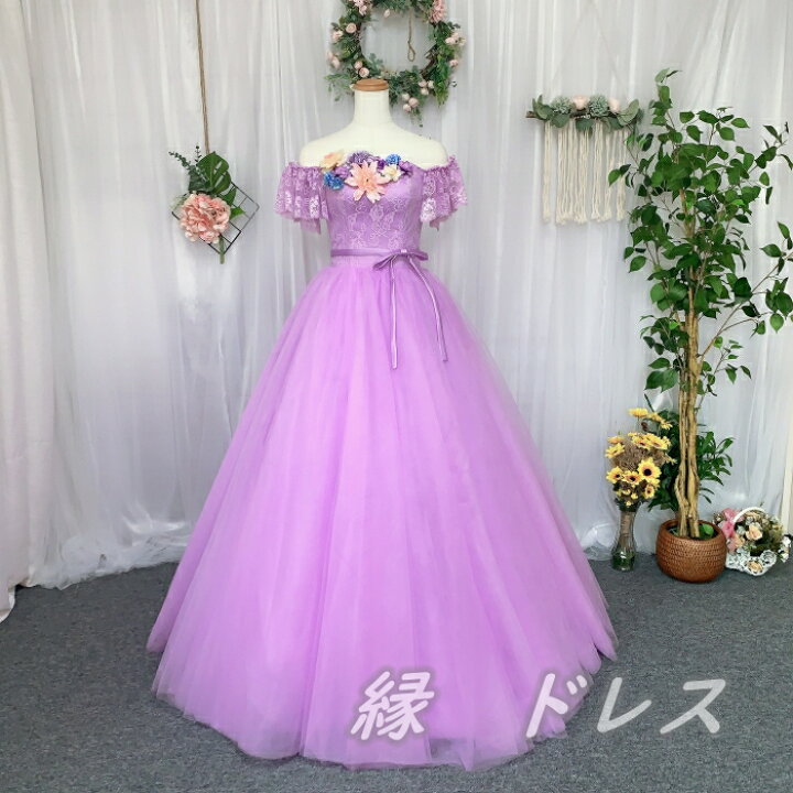 楽天市場】ウェディングドレス カラードレス お花取り外し可能  