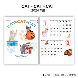 カレンダー 2024年 壁掛け CAT・CAT・CAT SG2280 2024年版 猫 子猫 にゃんこ 動物 アニマル 便利 機能的 シンプル カラフル かわいい おしゃれ 237872