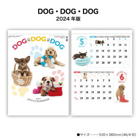 カレンダー 2024年 壁掛け DOG・DOG・DOG SG229 2024年版 壁掛けカレンダー シンプル かわいい キュート 犬 子犬 わんちゃん 癒し 動物 アニマル 237871