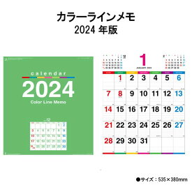カレンダー 2024年 壁掛け カラーラインメモ NK174 2024年版 カレンダー 壁掛け 46/4切 シンプル カラフル スケジュール 文字月表 暦 237979
