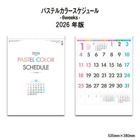 カレンダー 2026年 壁掛け パステルカラースケジュール 6weeks SG2560 カレンダー 2026 壁掛け シンプル おしゃれ パステルカラー カラフル スケジュール 文字月表 メモ欄 書き込み 258032