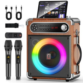 JYX スピーカーセット 拡声器 ワイヤレスマイク2本 Bluetooth 5.3対応 高低音強化機能搭載 充電式 ポータブル ホームパーティー、カラオケ、街頭スピーチ、会議 、学校行事、セミナー、室外、防災、路上ライブ、イベントなどに適用