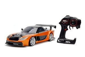 Jada Toys Fast Furious Han�fS Mazda RX-7 Drift RC Car, 1: 10 Scale 2.4Ghz Remote Control Orange Black, Ready to Run