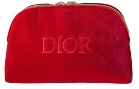 Dior ディオール クリスチャンディオール Dior 赤 レッド ポーチ ベルベット コスメポーチ ノベルティ ポーチ ロゴ [並行輸入品]