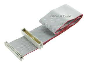 CablesOnline�A24�C���`34-pin IDC 2.54 mm-pitch (2 x 17 ) 34-wire M/F�t���b�g���{�������P�[�u���Aff-004 �O���[