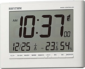 ���Y��(RHYTHM) �ڊo�܂����v �d�g���v �f�W�^�� ���x ���x �J�����_�[ �z���C�g 12.9x16.9x2.8cm 8RZ203SR03