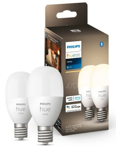 �t�B���b�v�X�q���[(Philips Hue) �X�}�[�g�d�� E17 40W���� �z���C�g 2�� - �X�}�[�g�Ɩ� Alexa�Ή� 470lm �d���F ���� �X�}�[�g�z�[�� �ԐڏƖ� LED �X�}�[�g���C�g �������� �A�v������ Matter�Ή� ��