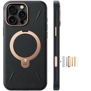 �V���o���U�[�E�X�L���^�b�`TORRAS iPhone 16 Pro �p �P�[�X �v �[���}�C�� 360°��]�X�^���h �c�����Ή� �����O �}�O�l�b�g���� MagSafe�Ή� ���C�����X�[�d�Ή� �ČR�K�i�ϏՌ� �w��h�~ ���ϖh�~ 