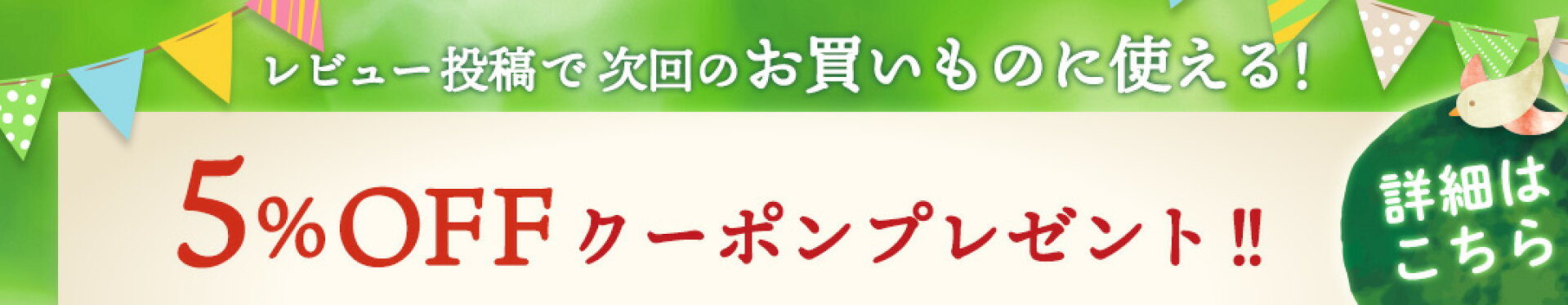 5%OFFクーポンプレゼント！