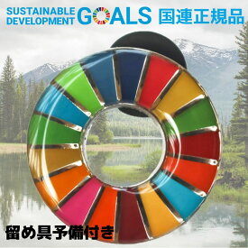 SDGs バッジ 本物 ピンバッジ 正規品 国連本部限定 丸みのあるタイプ 予備の留め具付き SDGsバッジ 17の目標 バッチ バッヂ
