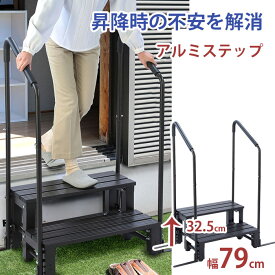 ＼全品エントリーでP10倍！／ 手すり付きアルミステップ 両手すり 踏み台 3487-74段差解消 昇り降り 丈夫 昇降 足場 お年寄り 転倒防止 プレゼント ギフト