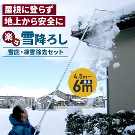楽々雪降ろし 雪庇・凍雪除去セット 6m 日本製 雪落とし 雪下ろし 6m 雪下ろし 雪降ろし 雪庇落とし 凍雪除雪 便利な角度調節付 長さ調節OK 日本製 屋根 雪かき スノーブラシ スノースコッ軽量アルミ 連結式 雪かき 雪おろし棒 雪おとし