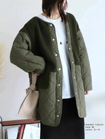 中綿コート 羽織 綿入り ボアジャケット ロングコート ジャケット ブルゾン 切り替え アウター キルティング レディース