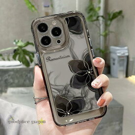 iPhone15 iPhone14 iPhone13 iPhone12 アイフォンケース 花柄 スマホケース 墨絵 フラワー iphone14ケース iphone15ケース 透明