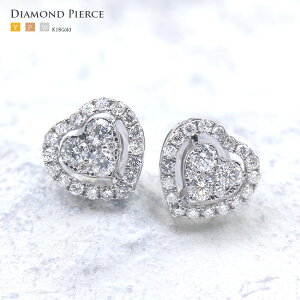 0.6ct ハートモチーフ ダイヤモンド ピアス K18YG,PG,WG ゴールド 【レディース】【AC】【プレゼント ギフト お祝い ジュエリー 宝石】