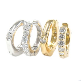イヤリングピアス　ダイヤモンド　エタニティ　フープピアス 0.3ct　K18YG　ゴールド ダイヤ　イヤピア【母の日 プレゼント ギフト お祝い ジュエリー 誕生日 記念日 クリスマス】