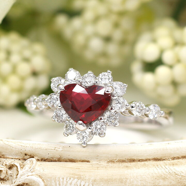 楽天市場】非加熱ルビー リング ハートシェイプ 1.026ct ダイヤモンド 