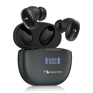 Nakamichi ���C�����X�C���z�� Bluetooth5.3 ENC�m�C�Y���_�N�V���� �u���[�g�D�[�X�C���z�� �n���Y�t���[�ʘb �ő�28���ԉ��y�Đ� �J�i���^�C���t�H�� ��x�� LED�d�ʕ\�� ���{�ꉹ���v�����v�g TW