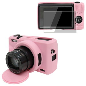 VOVMOEYA Canon PowerShot G7 X Mark III �J�����ی�P�[�X�A�����K���X�X�N���[���v���e�N�^�[2���ACanon G7X III �R���p�N�g�f�W�^���J�����̃t���J�o�[�ی�A���O���\�ȃ����Y�L���b�v�A�|�[�^�u