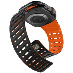 �N���b�v�����C���E�H�b�`�o���h �Ή� Apple Watch 49mm 46mm 45mm 44mm 42mm �V���R�� �h�� �ʋC�� ���[�v�X�g���b�v iWatch Ultra 3 2 1 SE Series 11 10 9 8 7 6 5 4 3 2 1 �p,�u���b�N-�I�����W