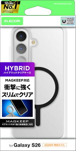 �G���R�� Galaxy S26 (SC-51G) �P�[�X �J�o�[ �N���A �ϏՌ� �Ռ��z�� �}�O�l�b�g MAGKEEP �n�C�u���b�h TPU 4�p�G�A�[�N�b�V���� �w�ʍd�x5H ���C�����X�[�d�Ή� �u���b�N PM-G261MAG02BK