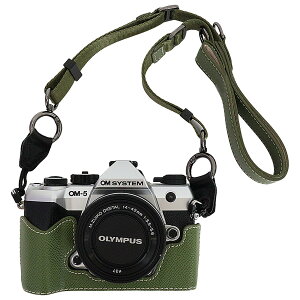 VOVMOEYA �J�����P�[�X OM-5 Mark II �p �J�����P�[�X ���߉\�ȃV�����_�[�X�g���b�v Olympus om5 mk2 PU���U�[�J�o�[ ������� �ی� �҂�����t�B�b�g �O�r�Ή� om5 Mark ii �A�N�Z�T���[, �O���[��