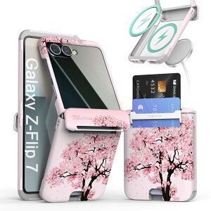 Galaxy Z Flip �P�[�X �M�����N�V�[z�t���b�v �q���W�ی� �g�уJ�o�[ �S�ʕی� �܂肽���� �J�[�h���[ �ϏՌ� ���^ �C�菝�h�~ �X�}�z�P�[�X ���C�����X�[�d (Flip7Arts_cherry)