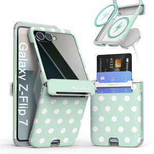Galaxy Z Flip �P�[�X �M�����N�V�[z�t���b�v �q���W�ی� �g�уJ�o�[ �S�ʕی� �܂肽���� �J�[�h���[ �ϏՌ� ���^ �C�菝�h�~ �X�}�z�P�[�X ���C�����X�[�d (Flip7Twotones_Dots)