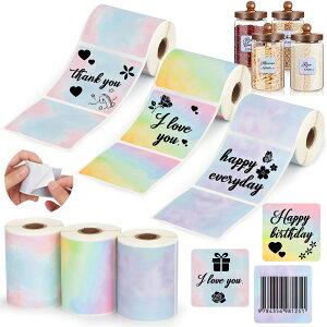 HuiJuKeJi 3���[�� ���M�����`���x���p���A1.96�C���`x1.96�C���` �O���f�[�V�������x�����[�J�[�X�e�b�J�[ Phomemo M220/M200/M221/M110�v�����^�[�p ���ړI�S���h�����x�� �o�[�R�[�h/DIY/���S/���肪