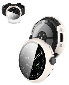 Google Pixel Watch 4 45mm 用 ケース 可充電カバー 保護 ガラスフィルム 一体型 YANMONGI 強化ガラス 高タッチ感度 防塵 高透過率 防指紋 全面保護 衝撃吸収 簡易着脱 充電中ケース取り外し不要 (ホワ