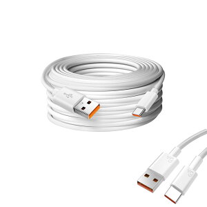 [FineGood] USB Type-C �����P�[�u�� 5m �z���C�g �d���P�[�u�� �d����p�R�[�h ���ϋvPVC�f�� �Ď��J���� �h�ƃJ�����p �ȈՐݒu