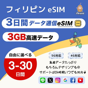 �yAlmond eSIM�z�t�B���s�� eSIM 3����3GB �����f�[�^�ʐM+�ᑬ������|5G/4G-LTE �����J�ʁE�������s|����SIM�s�v �v���y�C�h|24���ԑ�����T�|�[�g (3����3GB�����ʐM)