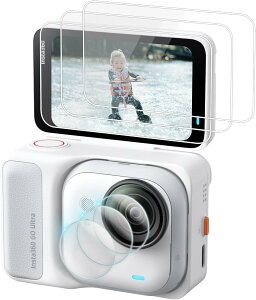 �y3+3���Z�b�g�zkinokoo Insta 360 GO Ultra/insta360 go ultra �ی�t�B���� 3�� �A0.25mm �d�x9H �����K���X�X�N���[���v���e�N�^�[&�\�t�g TPU�����Y�ی�t�B���� �Z�b�g �A�C���X�^360 go ultra ���h�~&�w