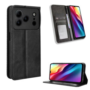 HOOZEE For DOOGEE Note56 / Note56 Pro / Note56 Plus �P�[�X �J�o�[ PU���U�[�蒠�^ �}�O�l�b�g�J�� �Ռ��z��TPU�����V�F�� �y�� �S�ʕی� �J�[�h���[ �X�^���h�@�\ �X�s�[�J�[�z�[���ʘb�Ή� (�u���b�N)