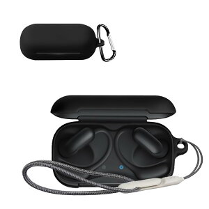 For Anker Soundcore AeroFit 2 Pro �P�[�X �J�o�[ (�J���r�i�t��+�X�g���b�v�t�� ) �V���R�����[ �����h�~ �L�Y�h�~ �ϏՌ� �����[�d�\ �h�� �h�o Anker Soundcore AeroFit 2 Pro �p �P�[�X �J�o�[(�u���b